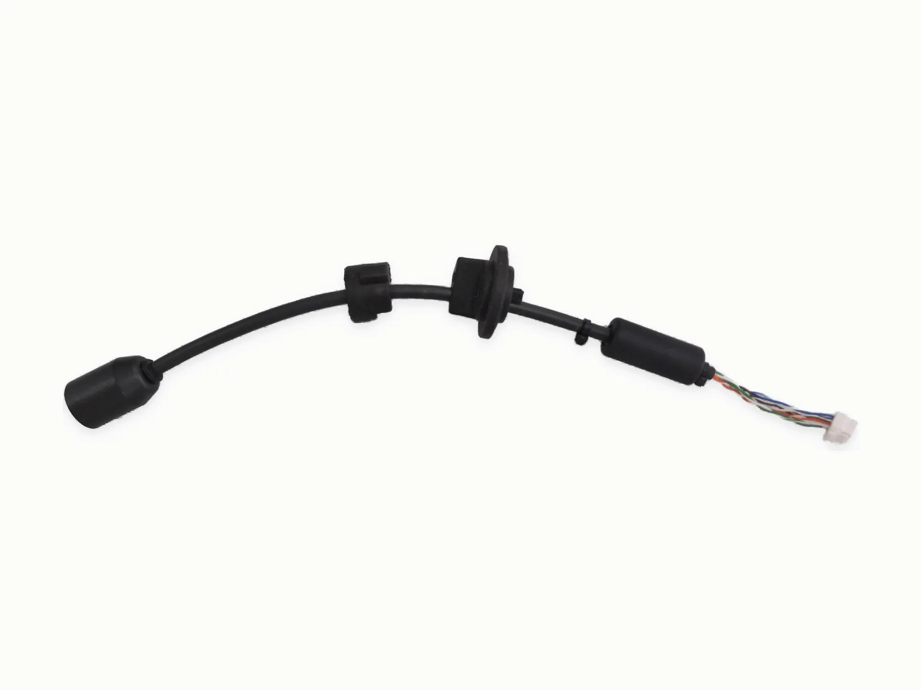 Black custom cable lead with molded component and prepared wire ends